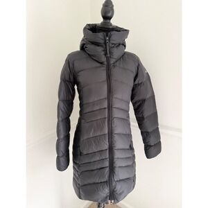 Columbia Women's Omni Heat Down Puffer Coat Black Hooded Long Insulated Size S